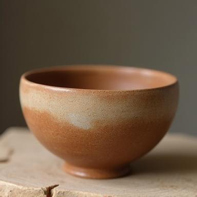 Handmade ceramic bowl with unique glaze and earthy tones, part of a collection.